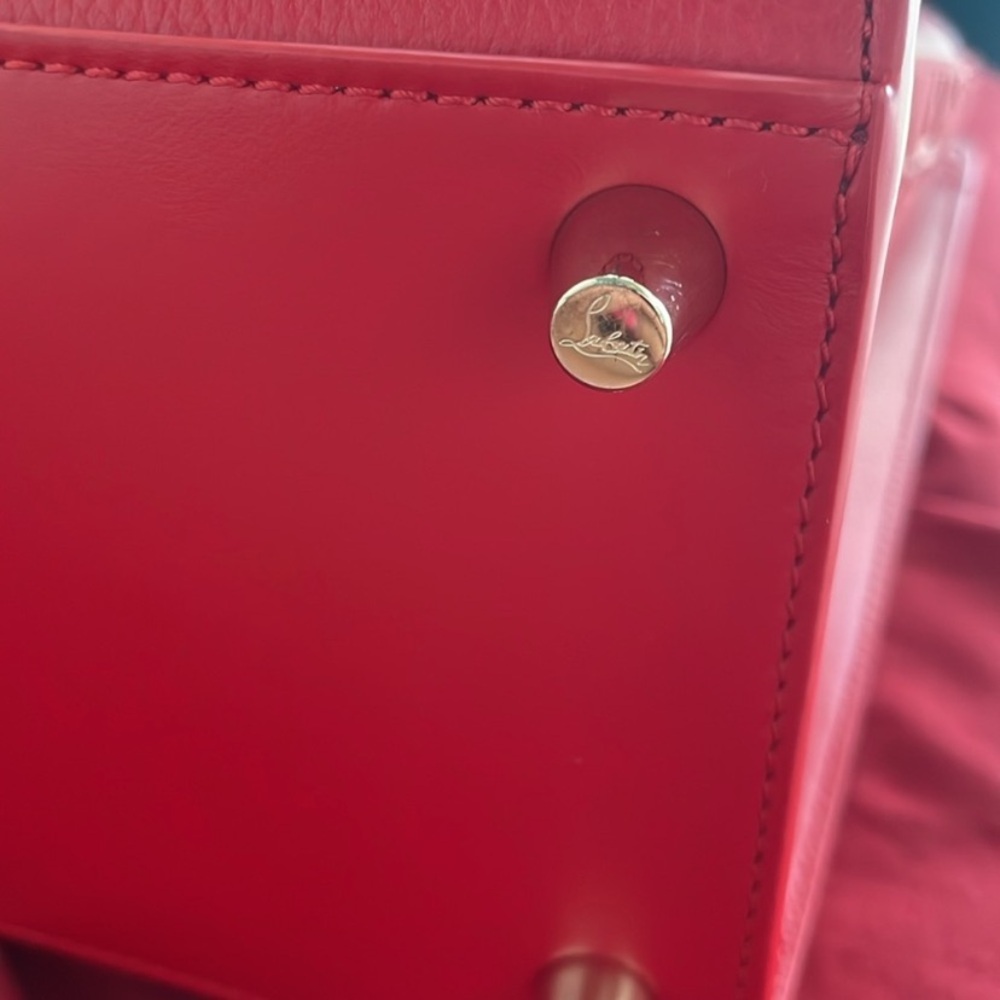 Christian Louboutin Red Calf Leather Paloma Loubinhesky Medium Top Handle Bag - Picture 14 of 15